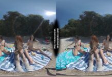 3 Babes Naked On Vacation Beach Picnic Playing Frisbee Searching For Shells And Bubble